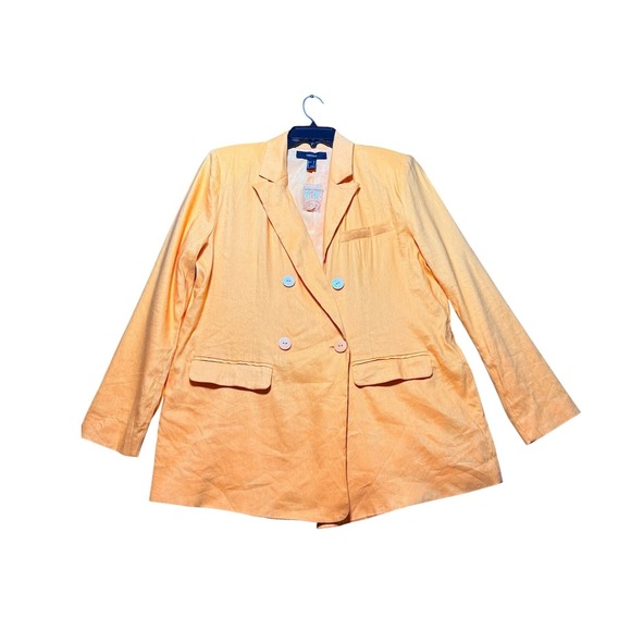 Forever 21 Jackets & Blazers - Forever 21 Blazer Jacket Women Large Orange Double Breasted Linen Blend